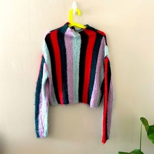 BLANK NYC. small. blue, deep green, red stripes.